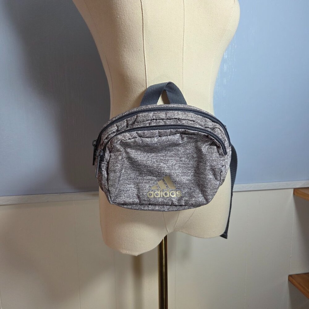 Adidas Light Heathered Gray Multi Zip Adjustable Strap Fanny Pack